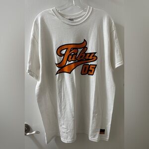 FUBU White Tee with Orange Logo
